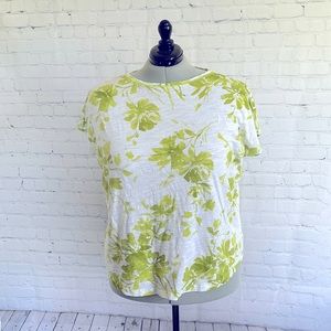 CHAPS SIZE 2XL WHITE AND GREEN SHORT SLEEVE BLOUSE